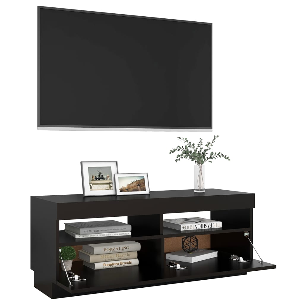 fekete TV-szekrény LED-lámpákkal 100 x 35 x 40 cm