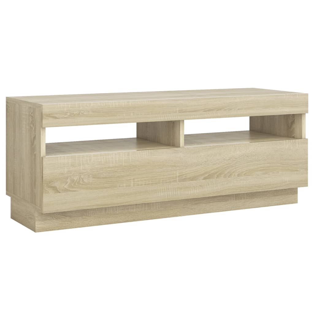 sonoma tölgy színű TV-szekrény LED-lámpákkal 100 x 35 x 40 cm