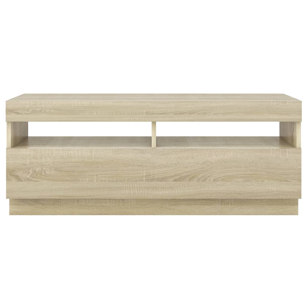 sonoma tölgy színű TV-szekrény LED-lámpákkal 100 x 35 x 40 cm