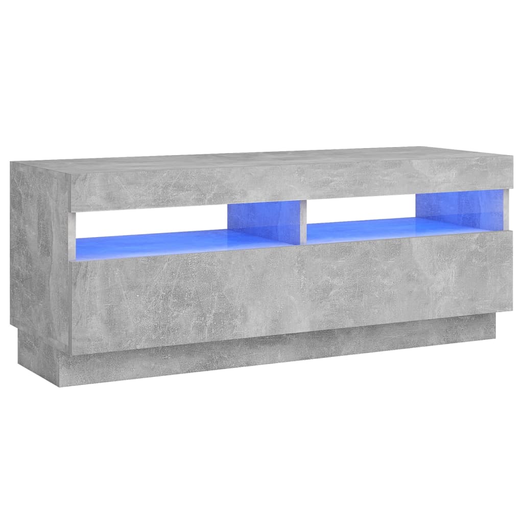 betonszürke TV-szekrény LED-lámpákkal 100 x 35 x 40 cm
