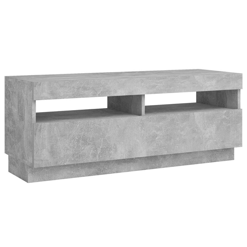 betonszürke TV-szekrény LED-lámpákkal 100 x 35 x 40 cm