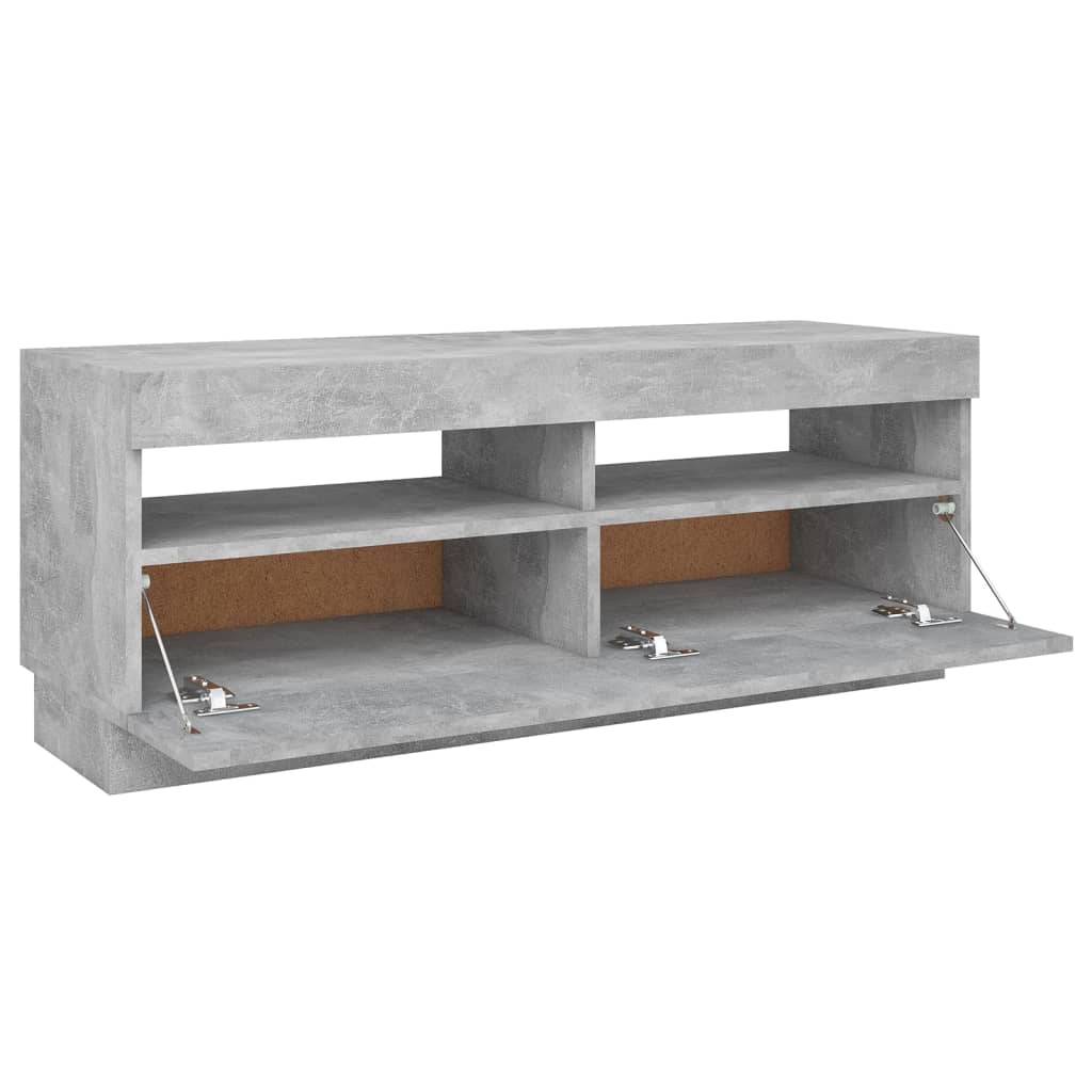 betonszürke TV-szekrény LED-lámpákkal 100 x 35 x 40 cm