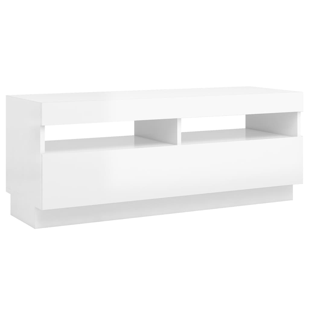 magasfényű fehér TV-szekrény LED-lámpákkal 100 x 35 x 40 cm