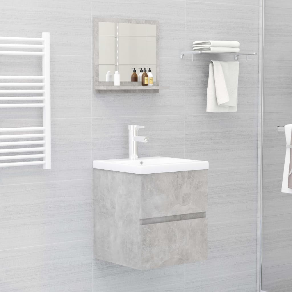 betonszürke szerelt fa fürdőszobai tükör 40 x 10,5 x 37 cm