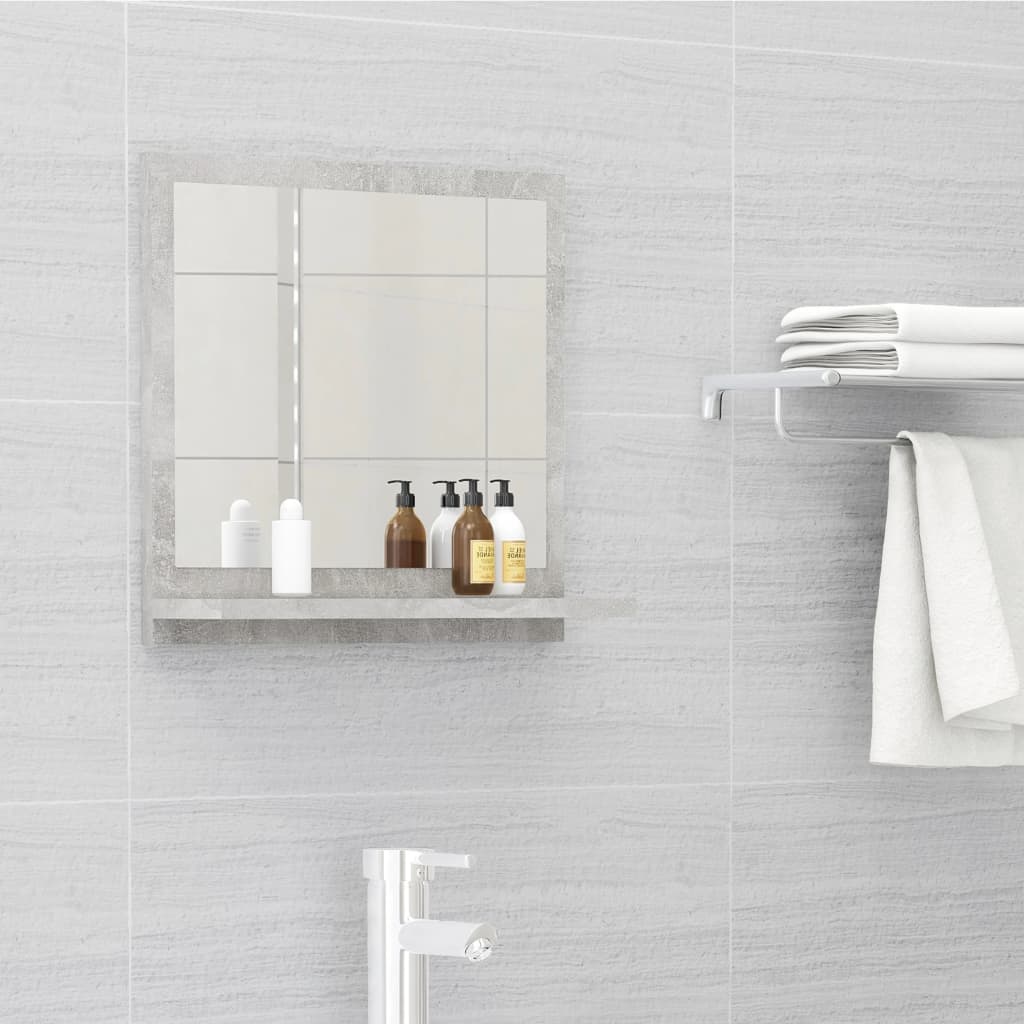 betonszürke szerelt fa fürdőszobai tükör 40 x 10,5 x 37 cm