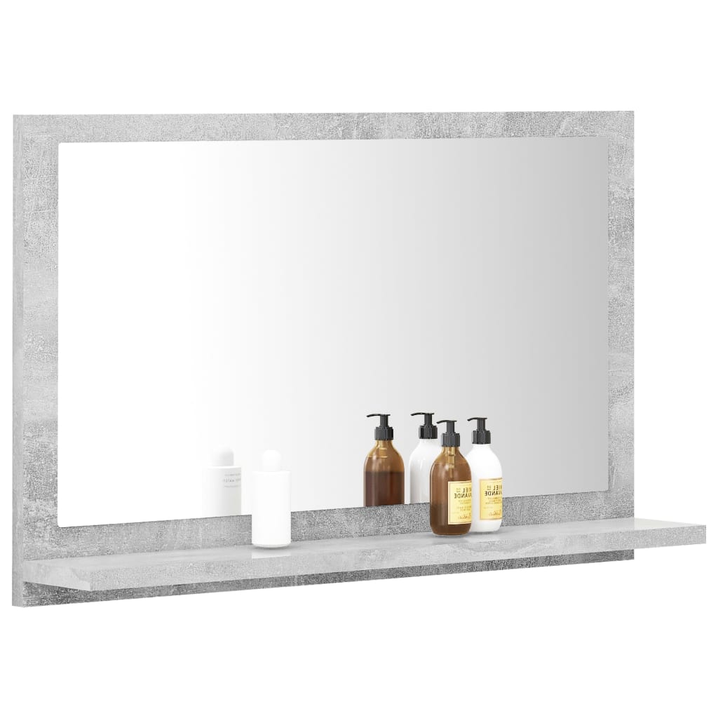 betonszürke forgácslap fürdőszobai tükör 60 x 10,5 x 37 cm