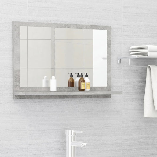 betonszürke forgácslap fürdőszobai tükör 60 x 10,5 x 37 cm