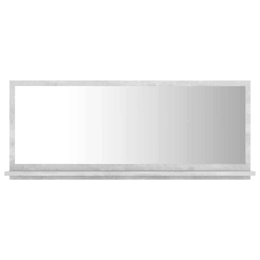 betonszürke forgácslap fürdőszobai tükör 90 x 10,5 x 37 cm