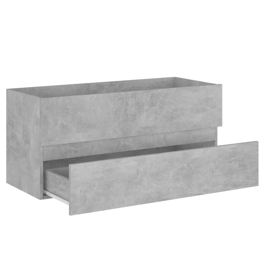 betonszürke szerelt fa mosdószekrény 100 x 38,5 x 45 cm