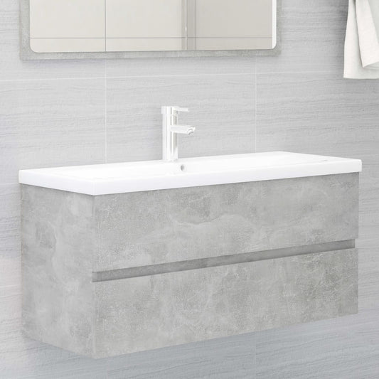 betonszürke szerelt fa mosdószekrény 100 x 38,5 x 45 cm