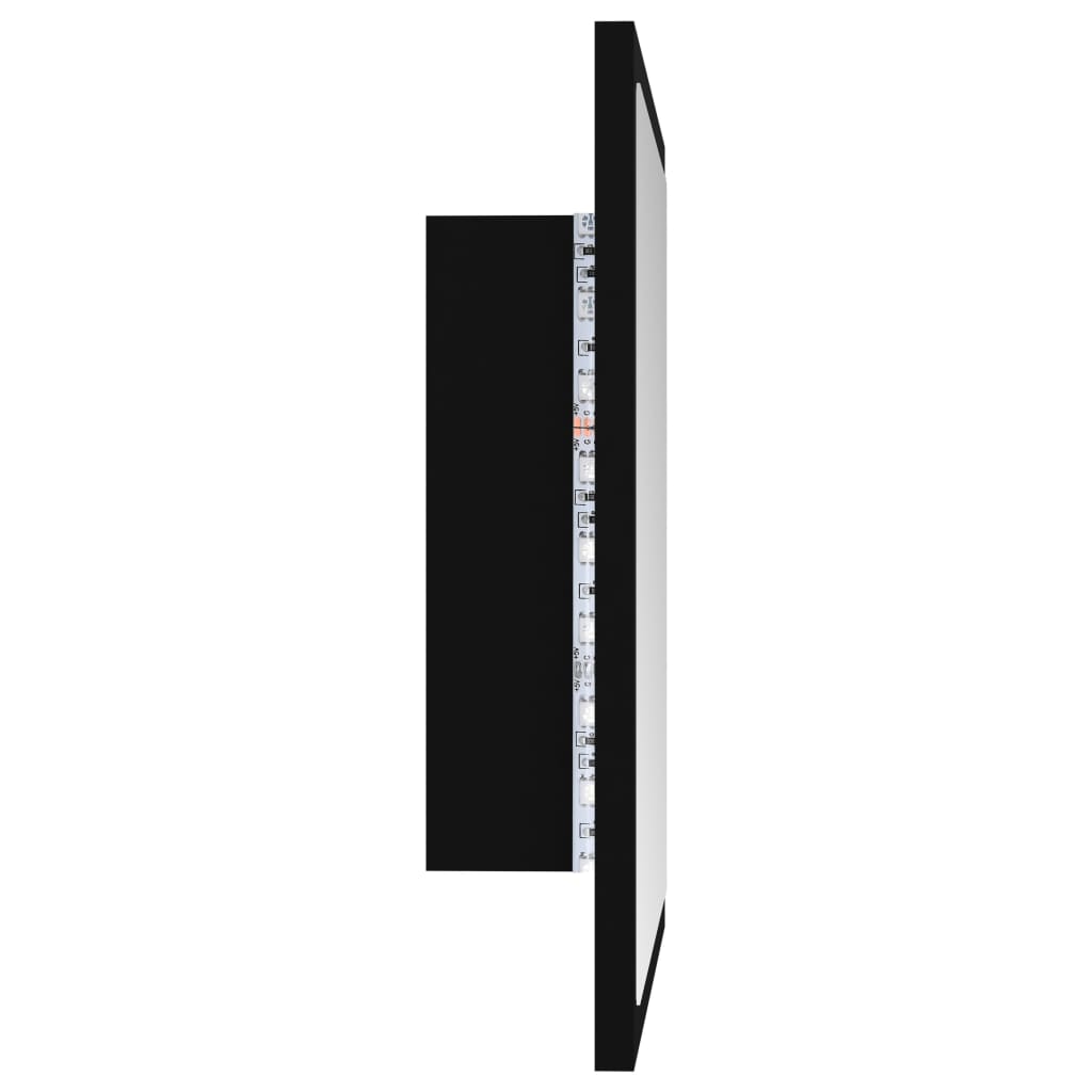 fekete akril LED-es fürdőszobai tükör 40 x 8,5 x 37 cm