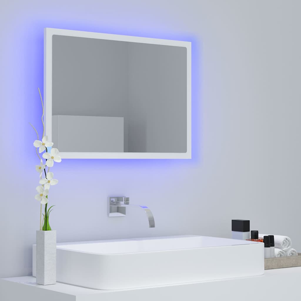 fehér akril LED-es fürdőszobai tükör 60 x 8,5 x 37 cm