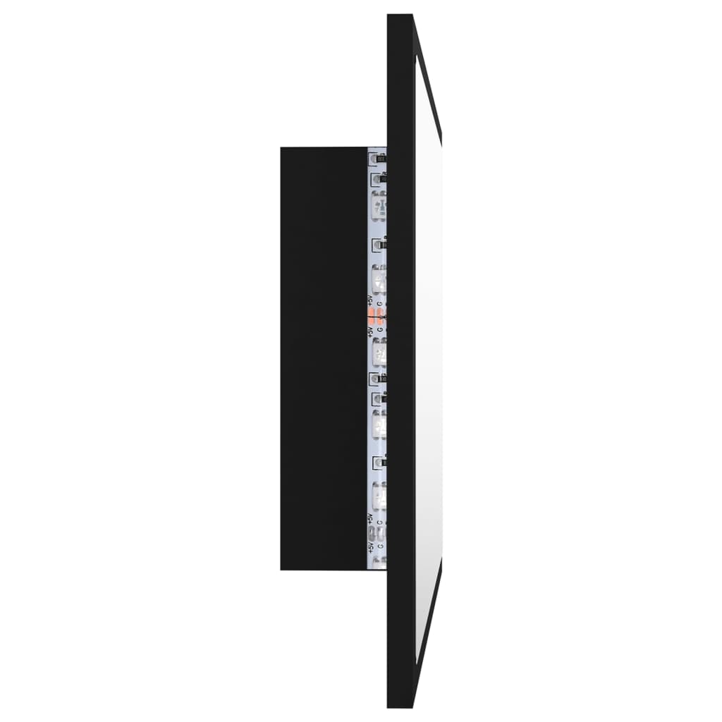 fekete akril LED-es fürdőszobai tükör 60x8,5x37 cm