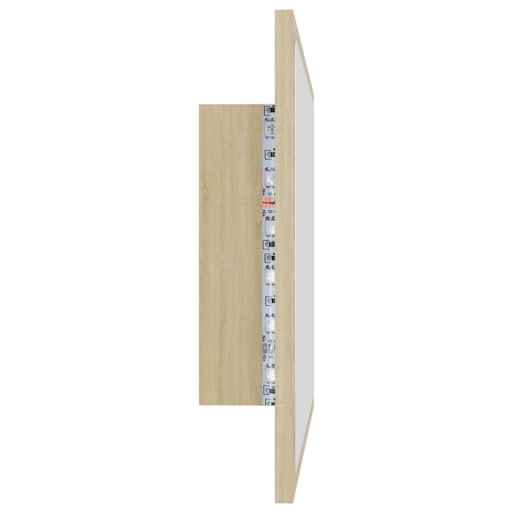 sonoma tölgy akril LED-es fürdőszobai tükör 60x8,5x37 cm