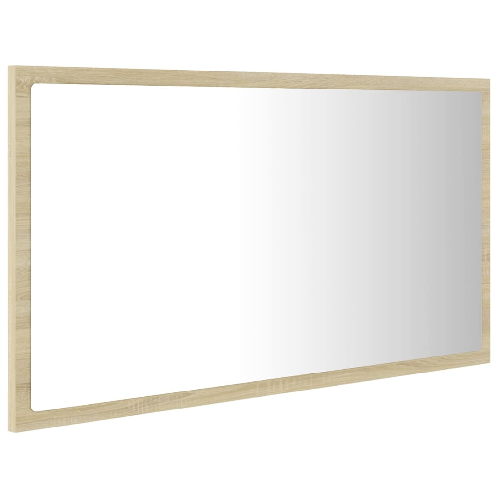 sonoma-tölgy akril LED-es fürdőszobai tükör 80x8,5x37 cm