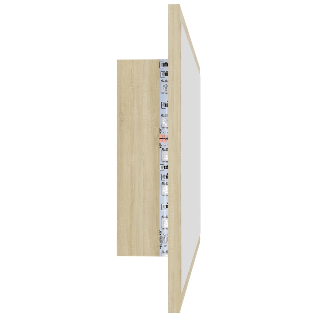 sonoma-tölgy akril LED-es fürdőszobai tükör 80x8,5x37 cm