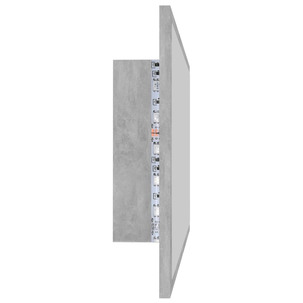betonszürke akril LED-es fürdőszobatükör 80x8,5x37 cm