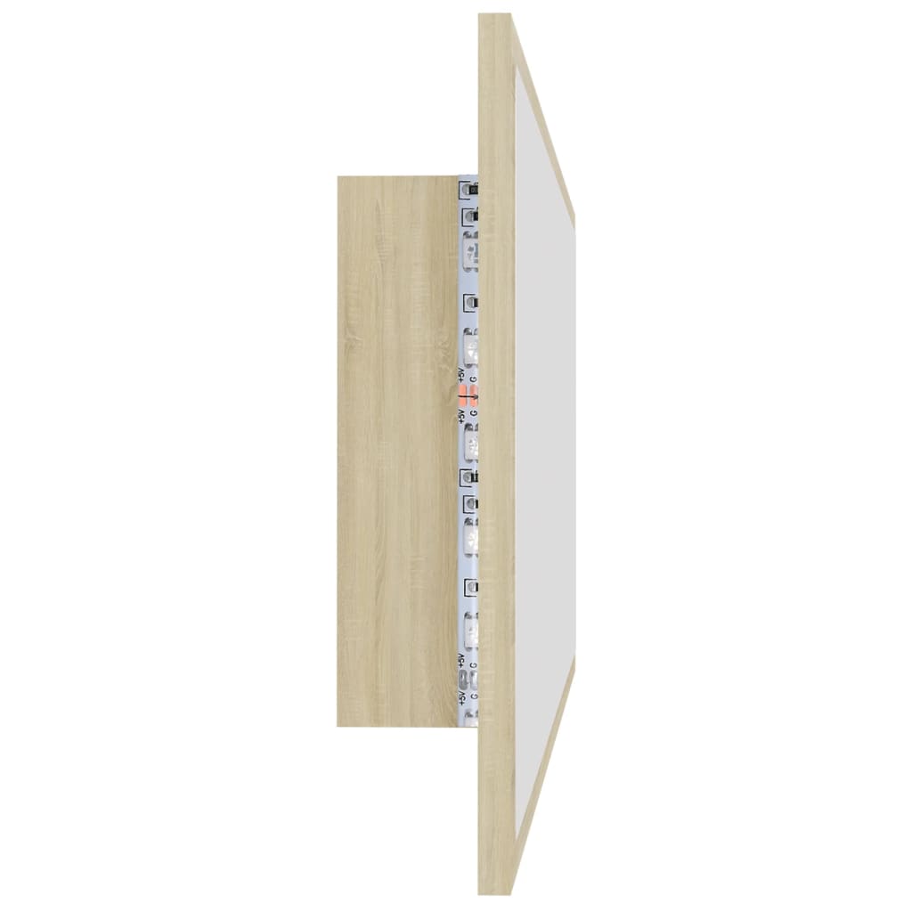 sonoma tölgy akril LED-es fürdőszobai tükör 100x8,5x37 cm