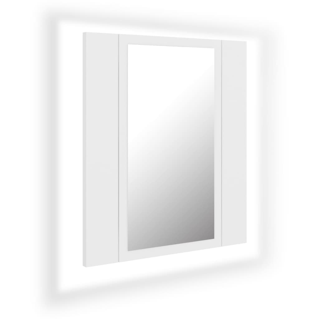 fehér akril LED-es fürdőszobaszekrény tükörrel 40 x 12 x 45 cm