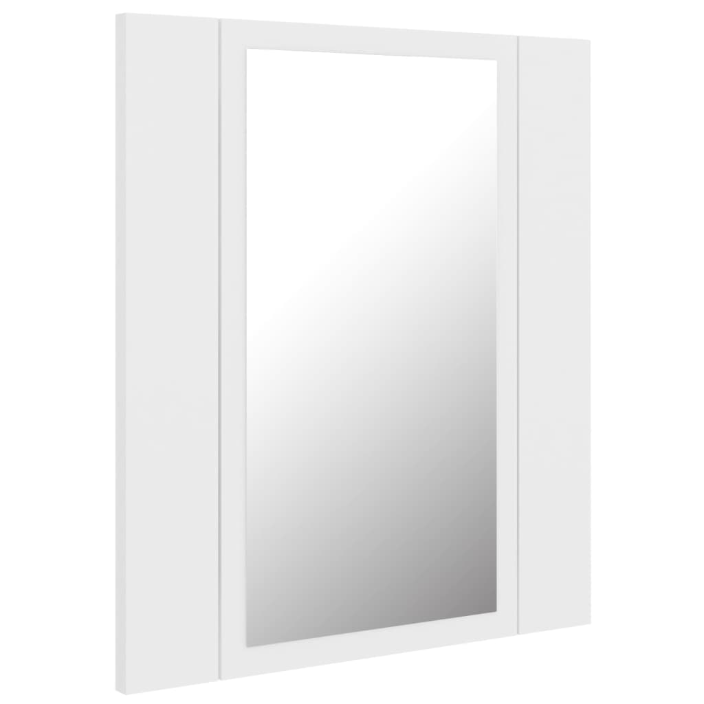 fehér akril LED-es fürdőszobaszekrény tükörrel 40 x 12 x 45 cm