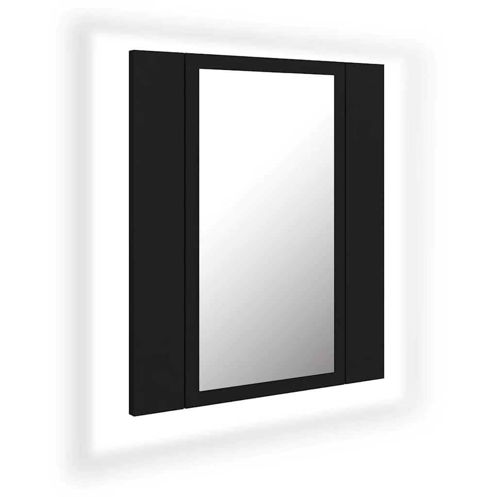 fekete akril LED-es fürdőszobaszekrény tükörrel 40x12x45 cm
