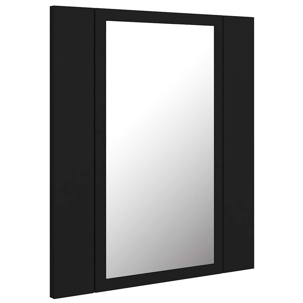 fekete akril LED-es fürdőszobaszekrény tükörrel 40x12x45 cm
