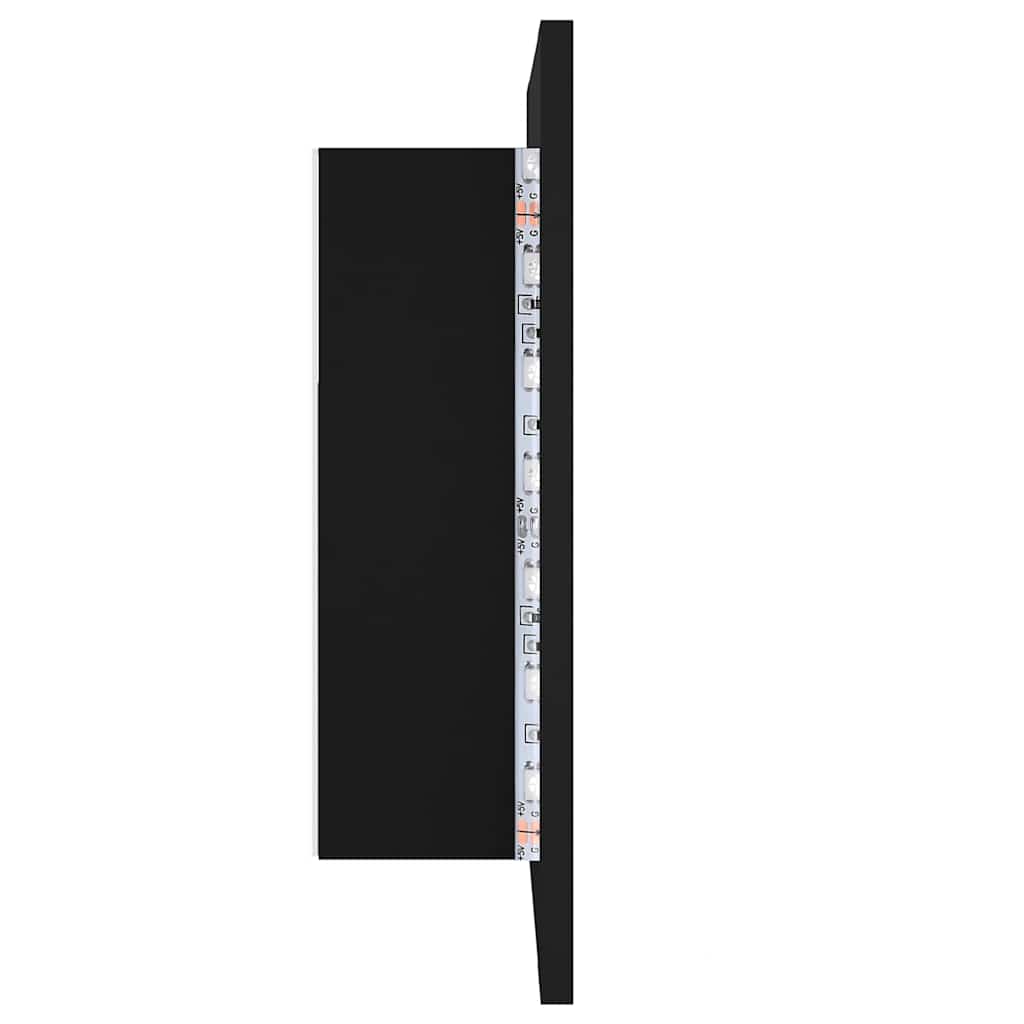 fekete akril LED-es fürdőszobaszekrény tükörrel 40x12x45 cm