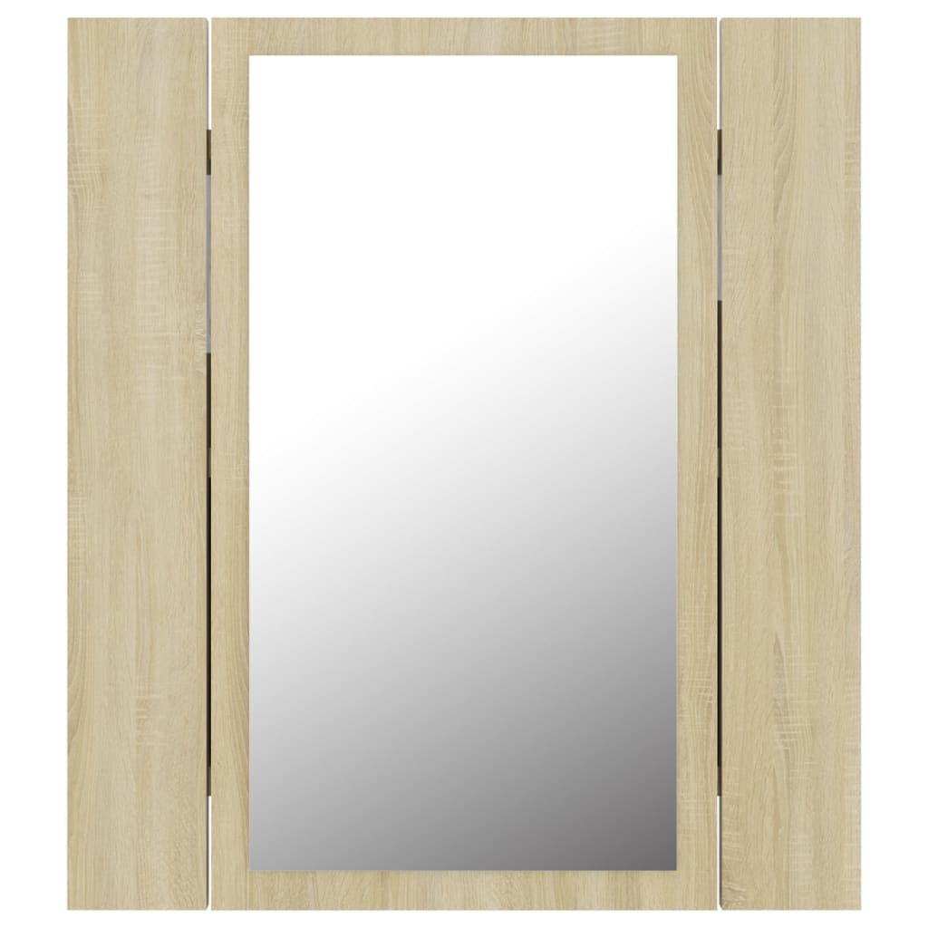 tölgyszínű akril LED-es tükrös fürdőszobaszekrény 40x12x45 cm