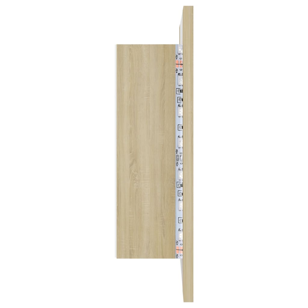tölgyszínű akril LED-es tükrös fürdőszobaszekrény 40x12x45 cm