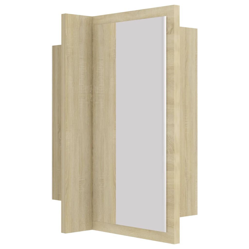 tölgyszínű akril LED-es tükrös fürdőszobaszekrény 40x12x45 cm