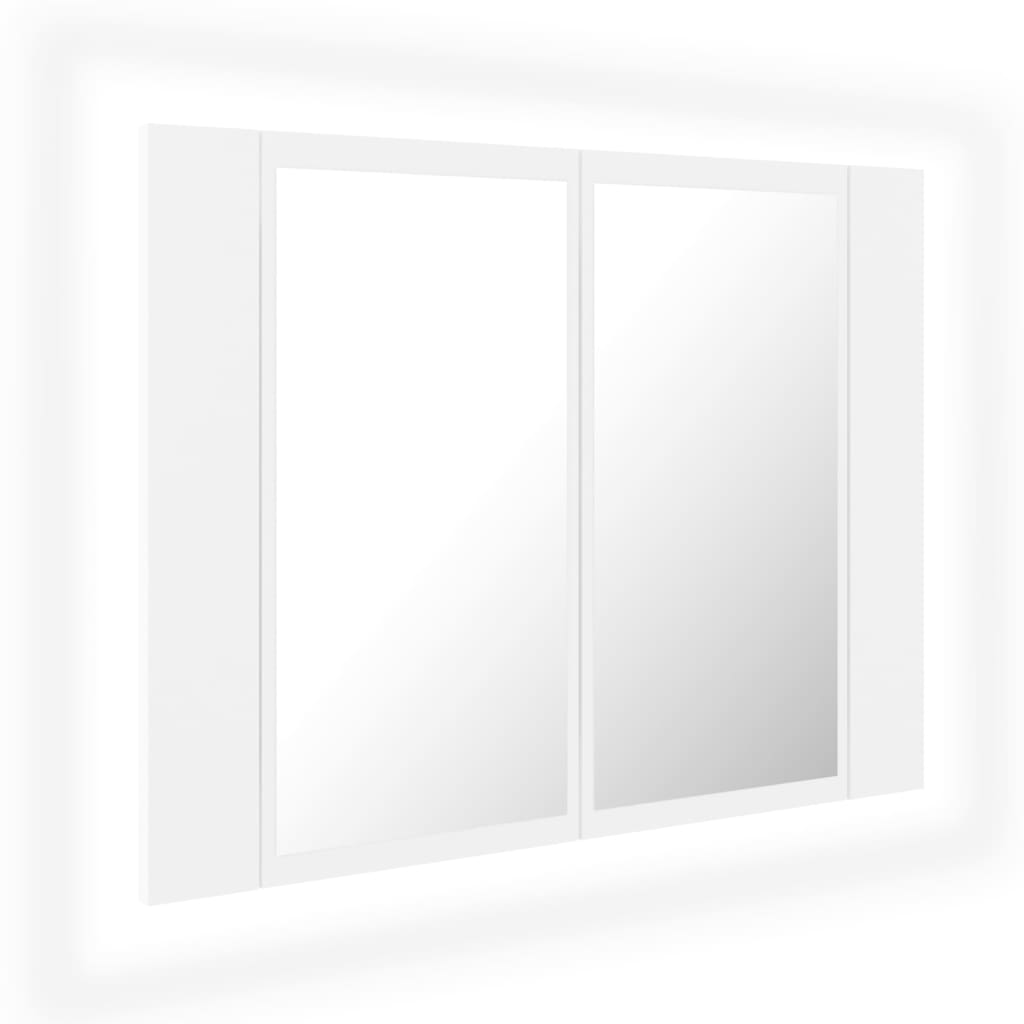 fehér akril LED-es fürdőszobaszekrény tükörrel 60x12x45 cm
