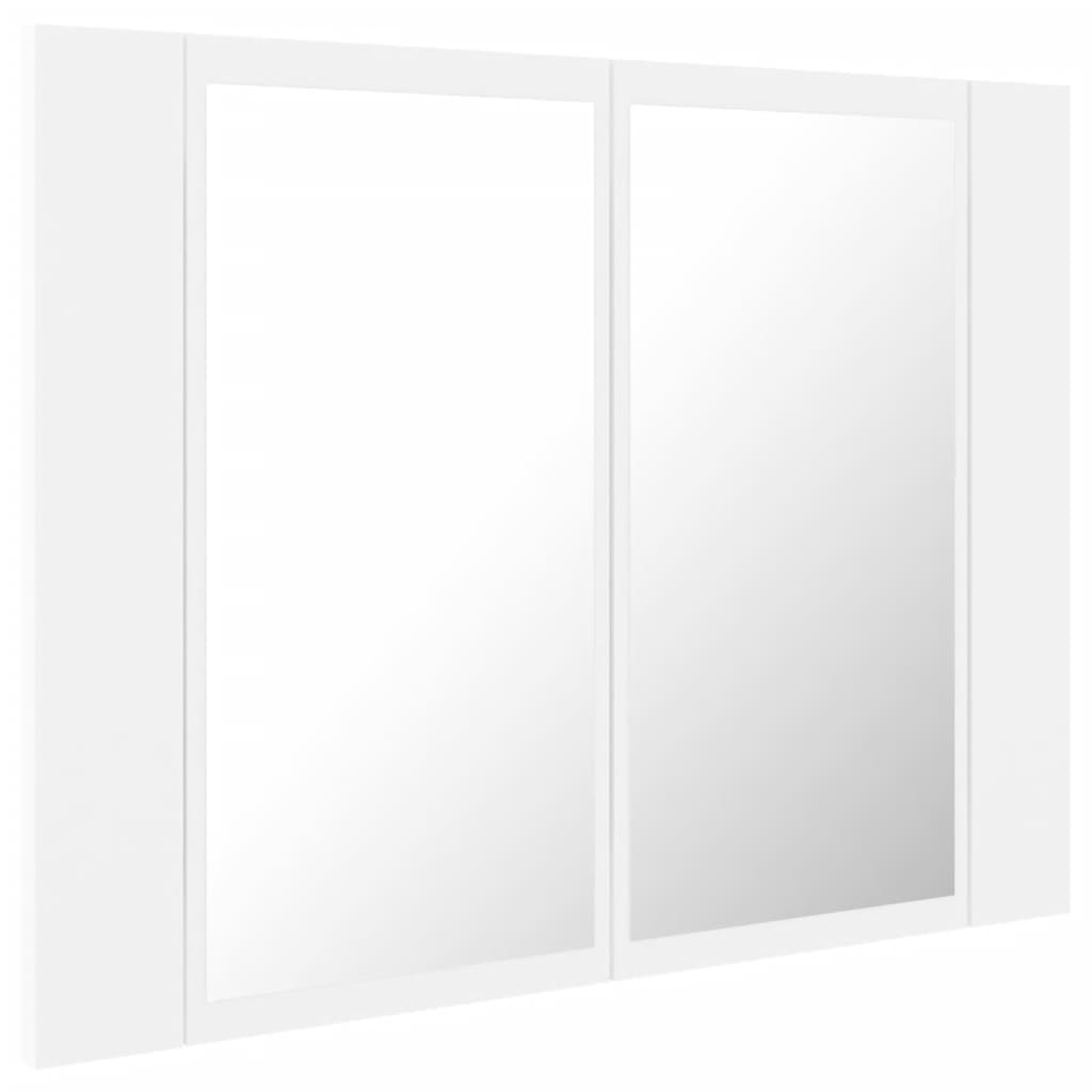 fehér akril LED-es fürdőszobaszekrény tükörrel 60x12x45 cm