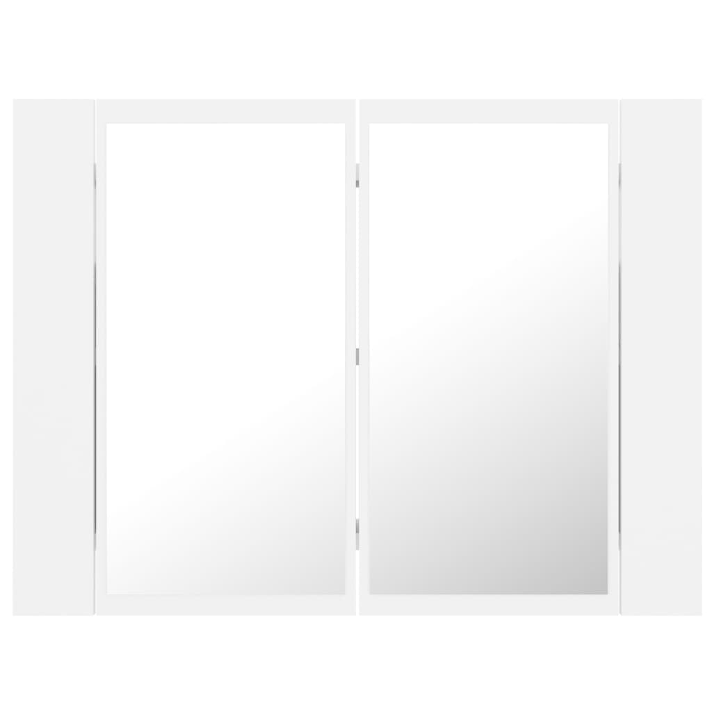 fehér akril LED-es fürdőszobaszekrény tükörrel 60x12x45 cm