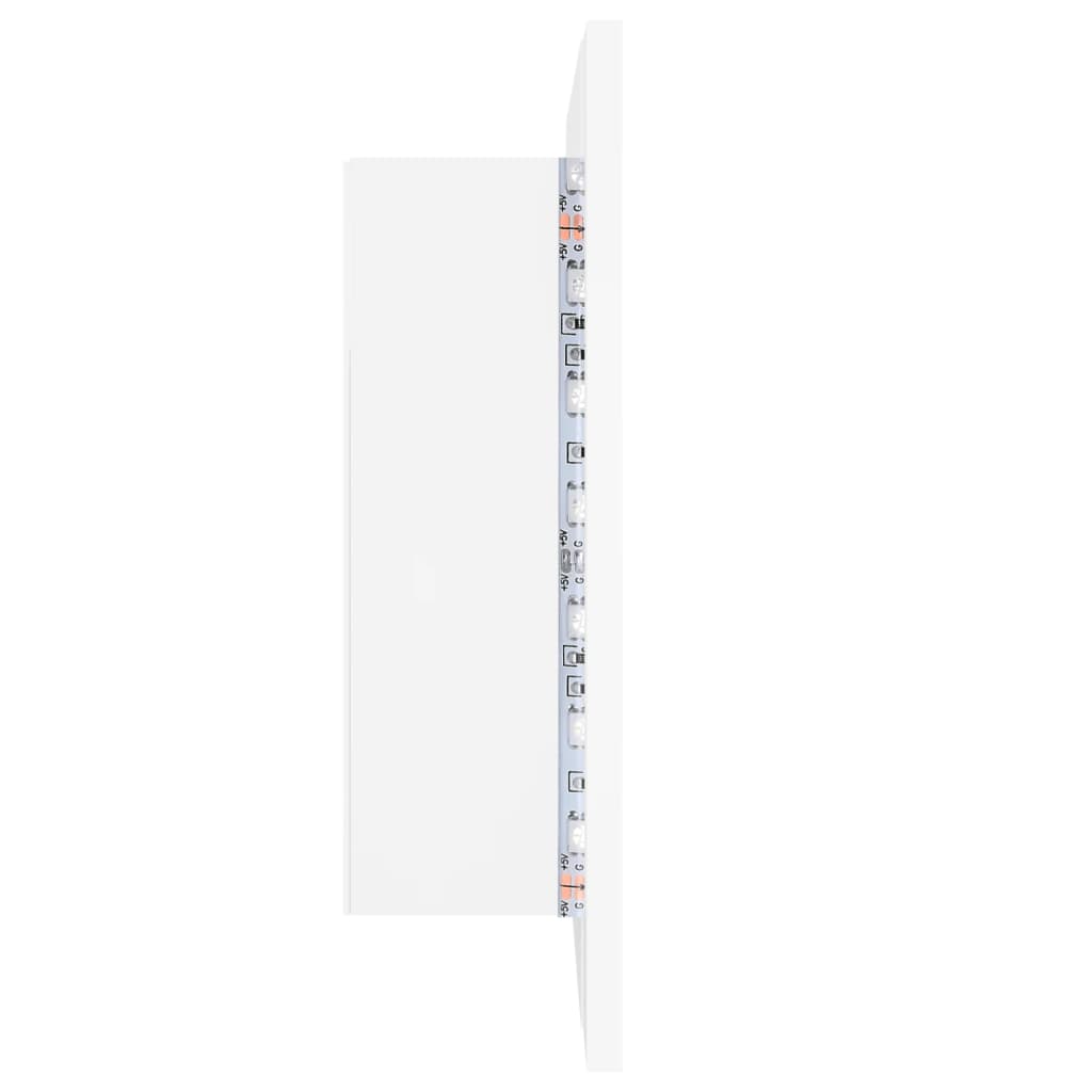 fehér akril LED-es fürdőszobaszekrény tükörrel 60x12x45 cm