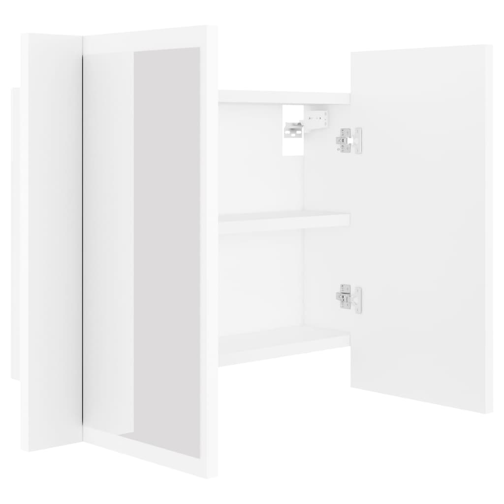 fehér akril LED-es fürdőszobaszekrény tükörrel 60x12x45 cm