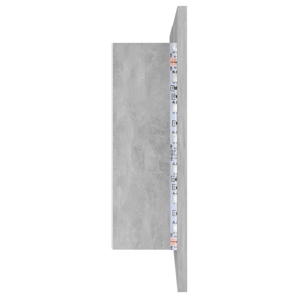 betonszürke akril LED-es tükrös fürdőszobaszekrény 80x12x45 cm