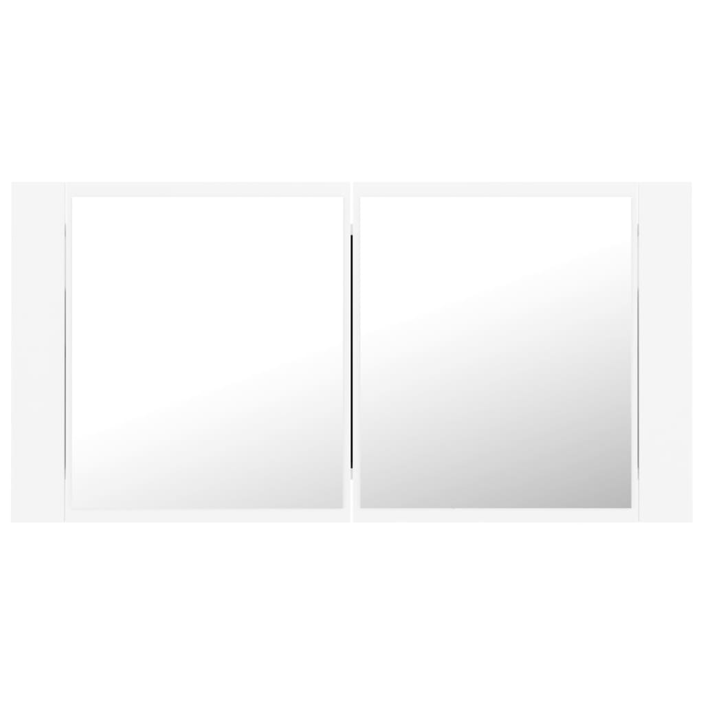 fehér akril LED-es fürdőszobaszekrény tükörrel 90x12x45 cm