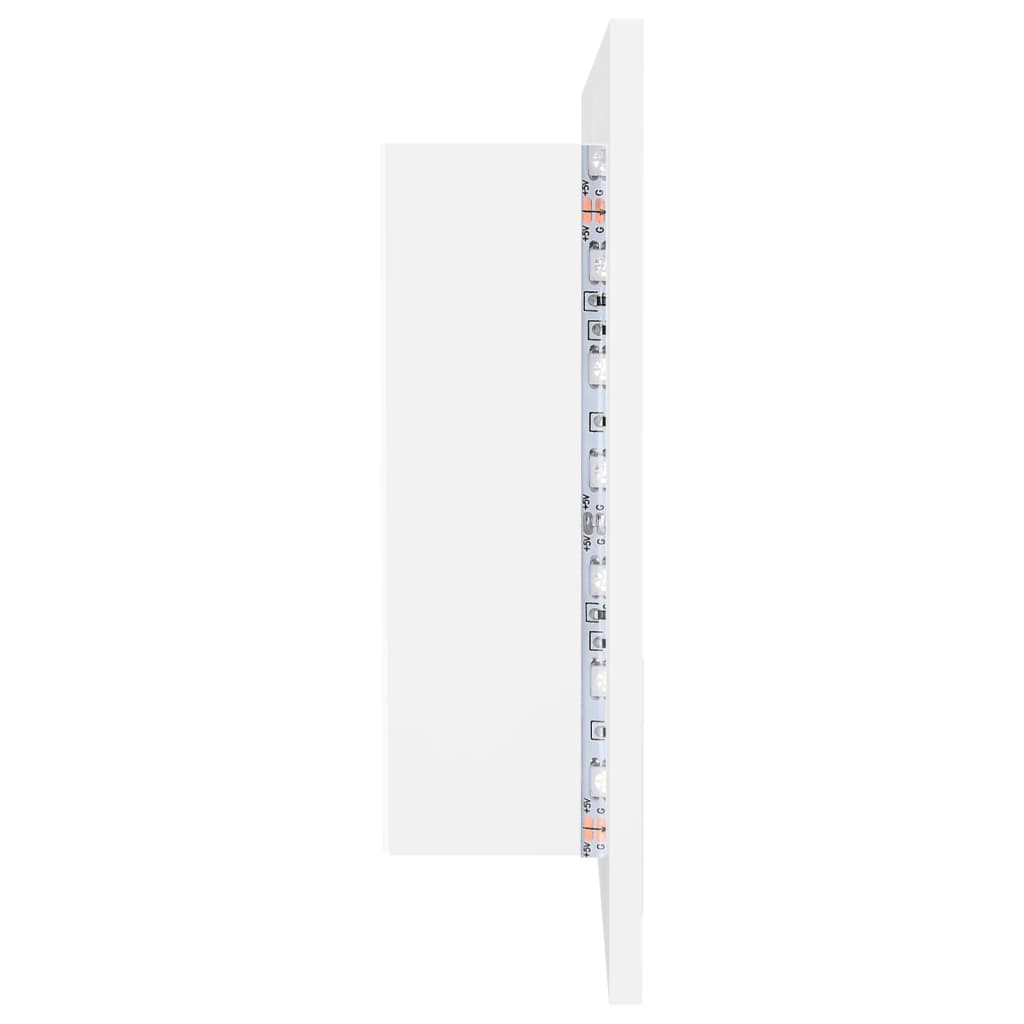 fehér akril LED-es fürdőszobaszekrény tükörrel 90x12x45 cm