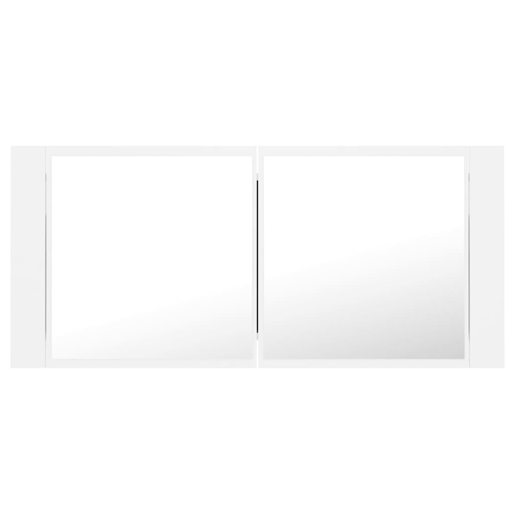 fehér akril LED-es fürdőszobaszekrény tükörrel 100 x 12 x 45 cm