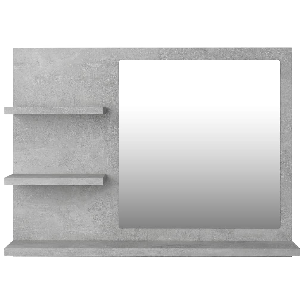 betonszürke szerelt fa fürdőszobai tükör 60 x 10,5 x 45 cm