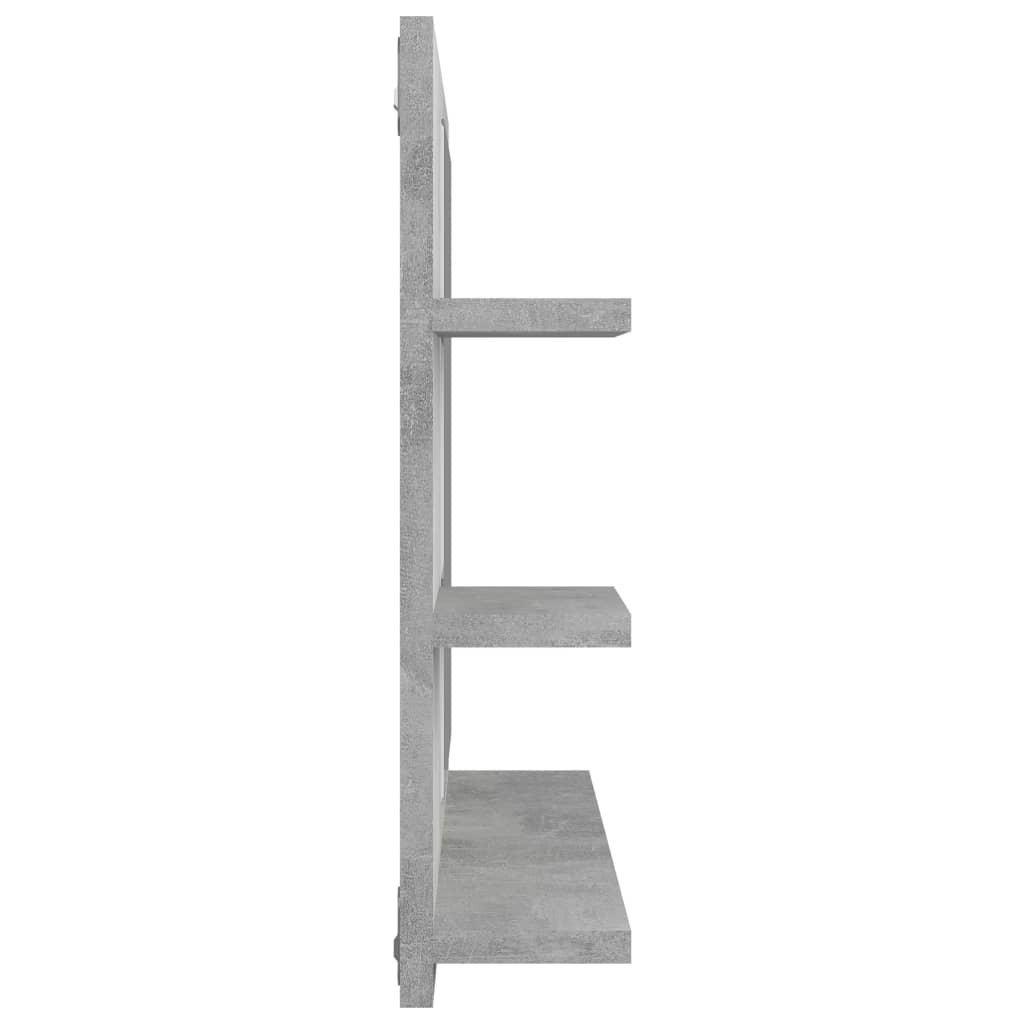 betonszürke szerelt fa fürdőszobai tükör 60 x 10,5 x 45 cm