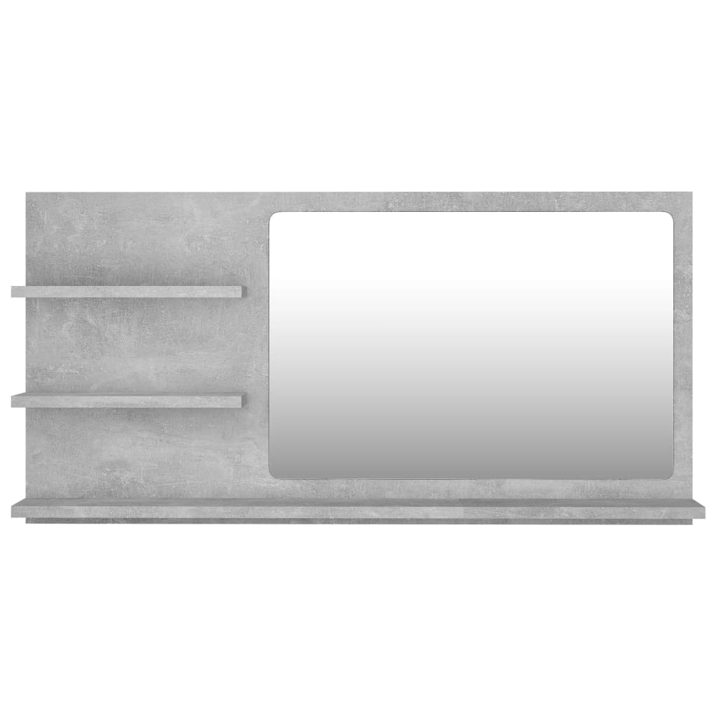 betonszürke szerelt fa fürdőszobai tükör 90 x 10,5 x 45 cm