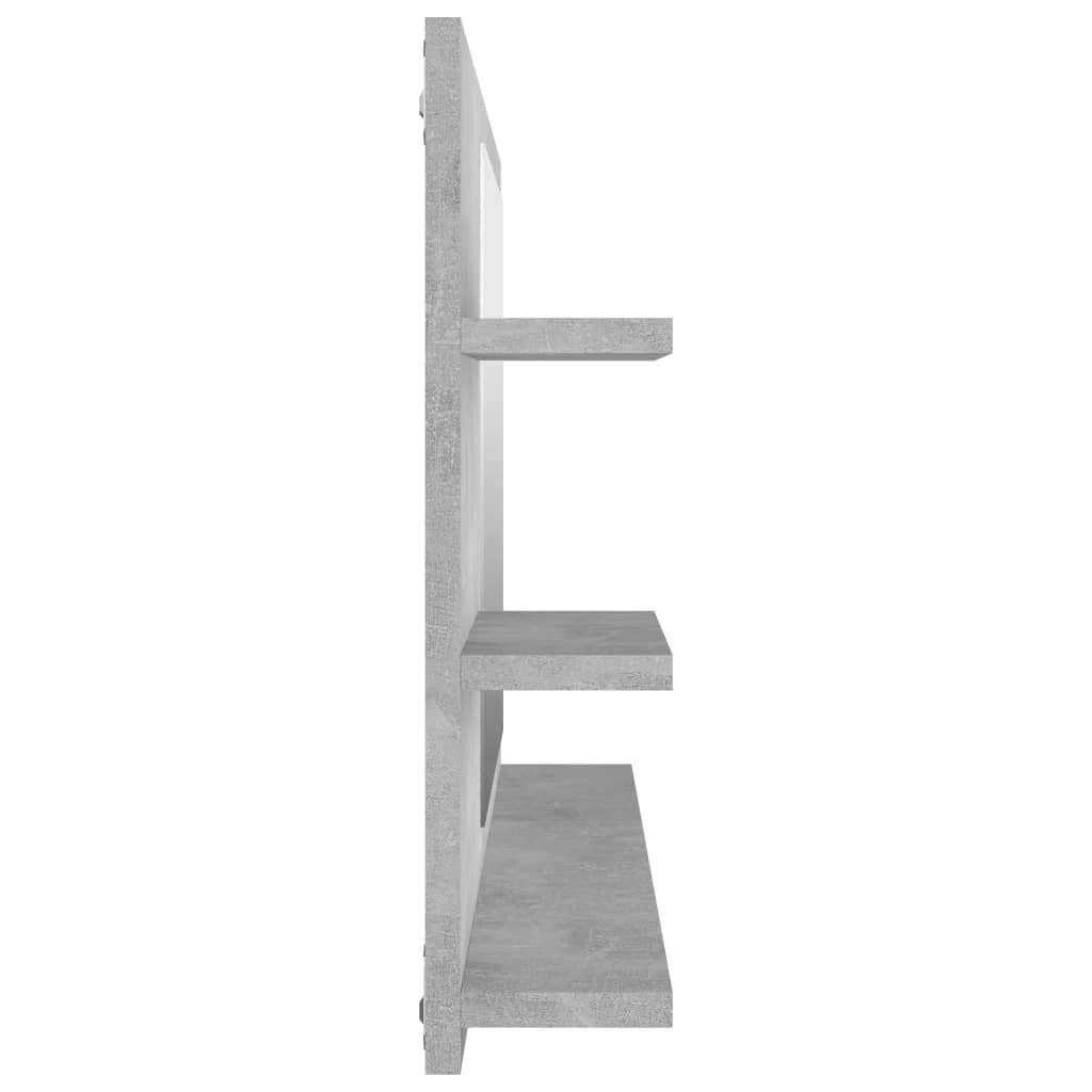 betonszürke szerelt fa fürdőszobai tükör 90 x 10,5 x 45 cm
