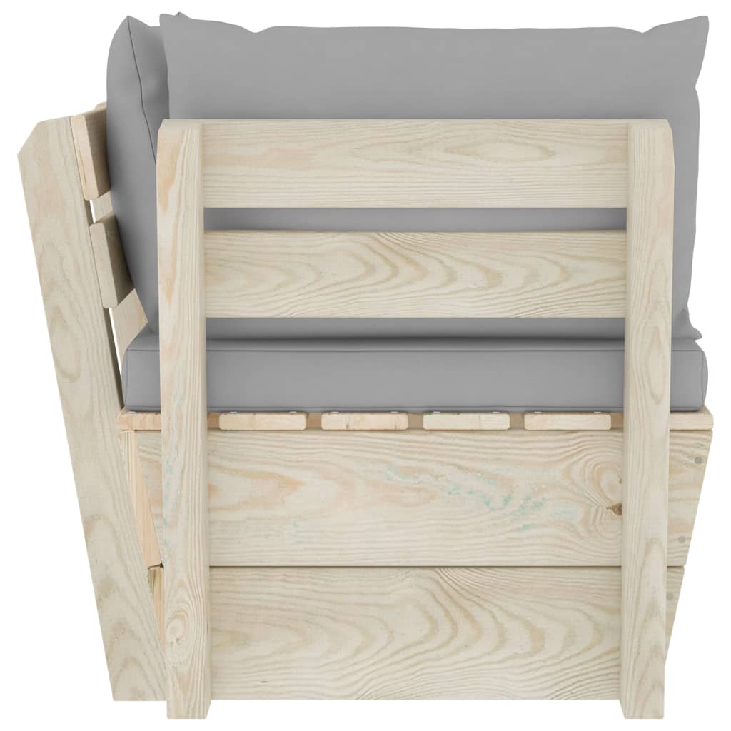 impregnált lucfenyő kerti raklap sarokkanapé párnákkal