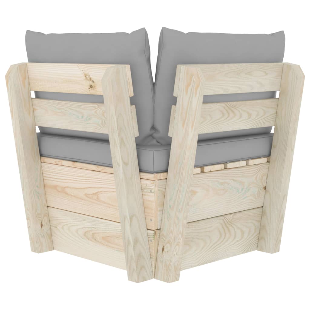 impregnált lucfenyő kerti raklap sarokkanapé párnákkal