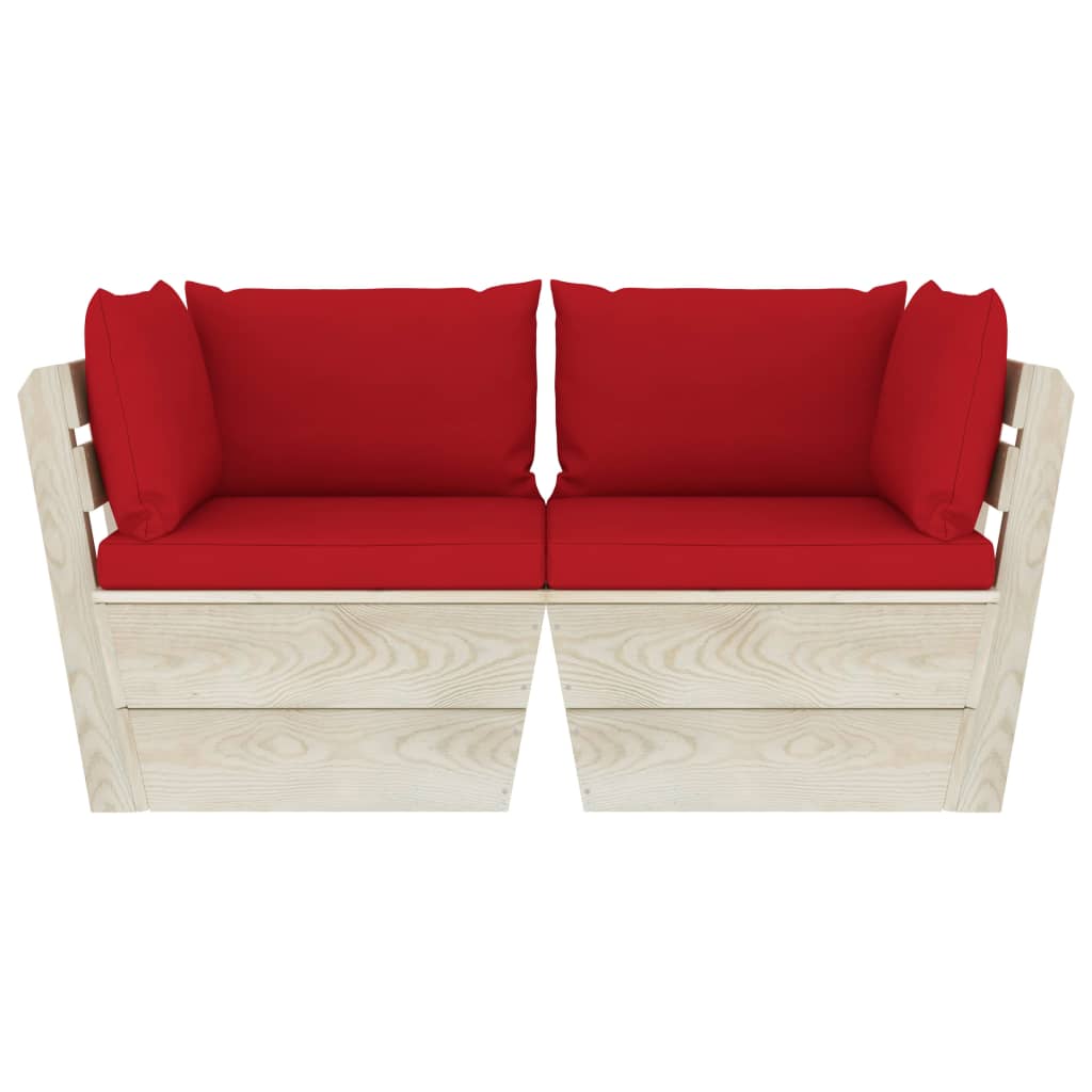 kétszemélyes lucfenyő kerti raklapkanapé párnákkal