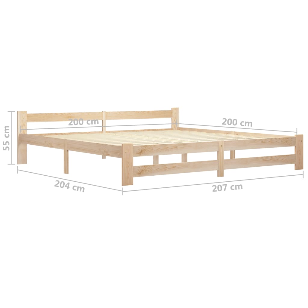 tömör fenyőfa ágykeret matrac nélkül 200 x 200 cm