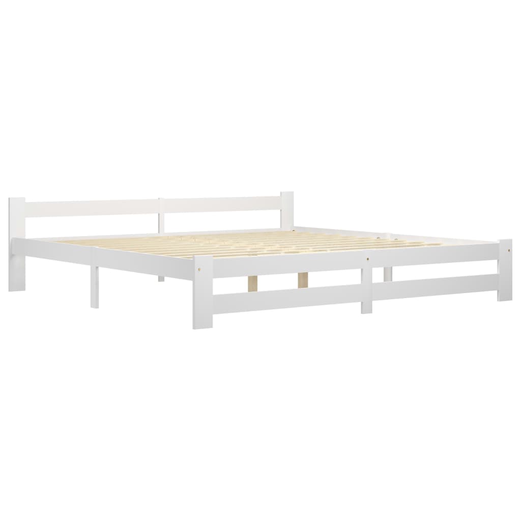fehér tömör fenyőfa ágykeret matrac nélkül 200 x 200 cm