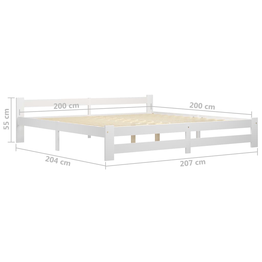 fehér tömör fenyőfa ágykeret matrac nélkül 200 x 200 cm