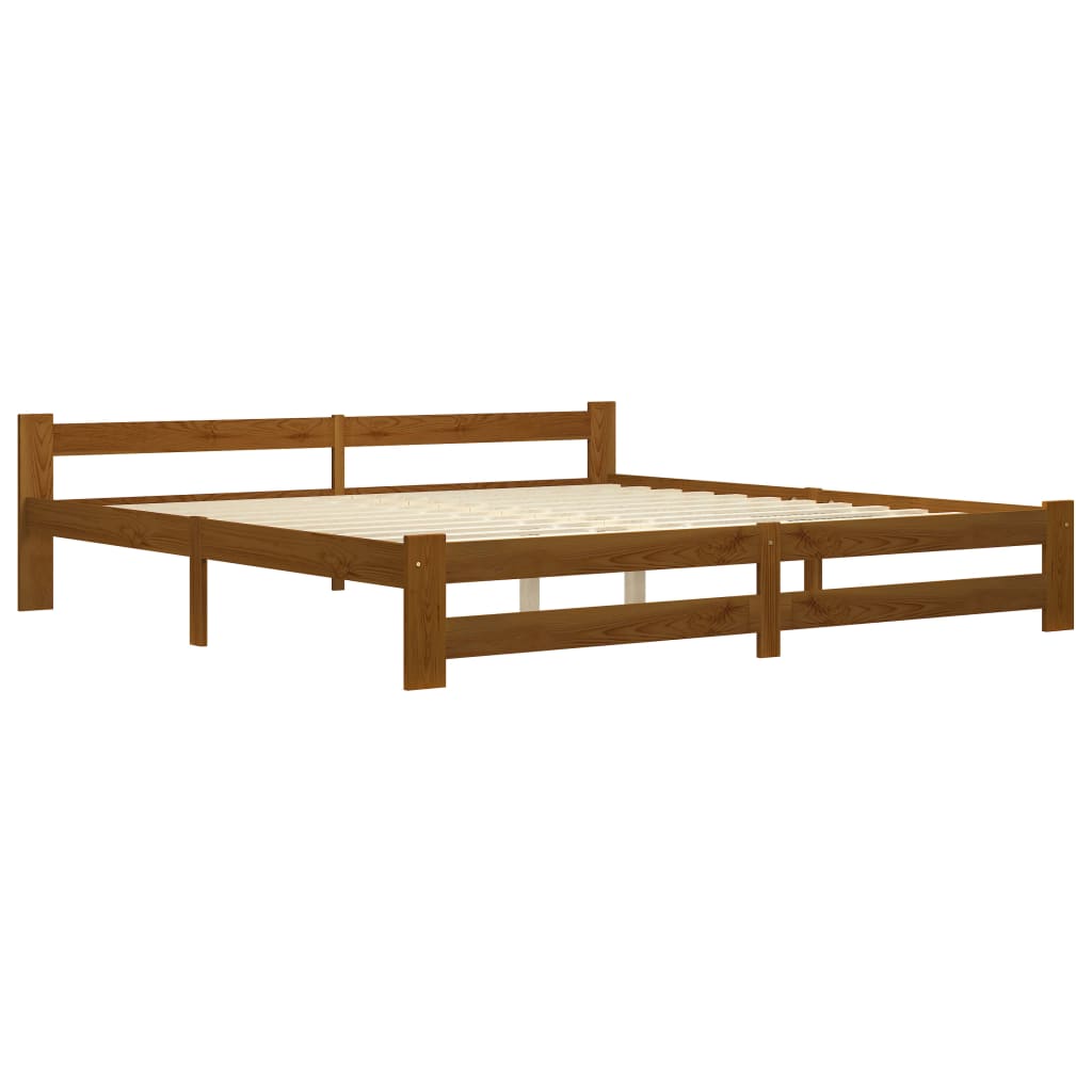 mézbarna tömör fenyőfa ágykeret matrac nélkül 200 x 200 cm
